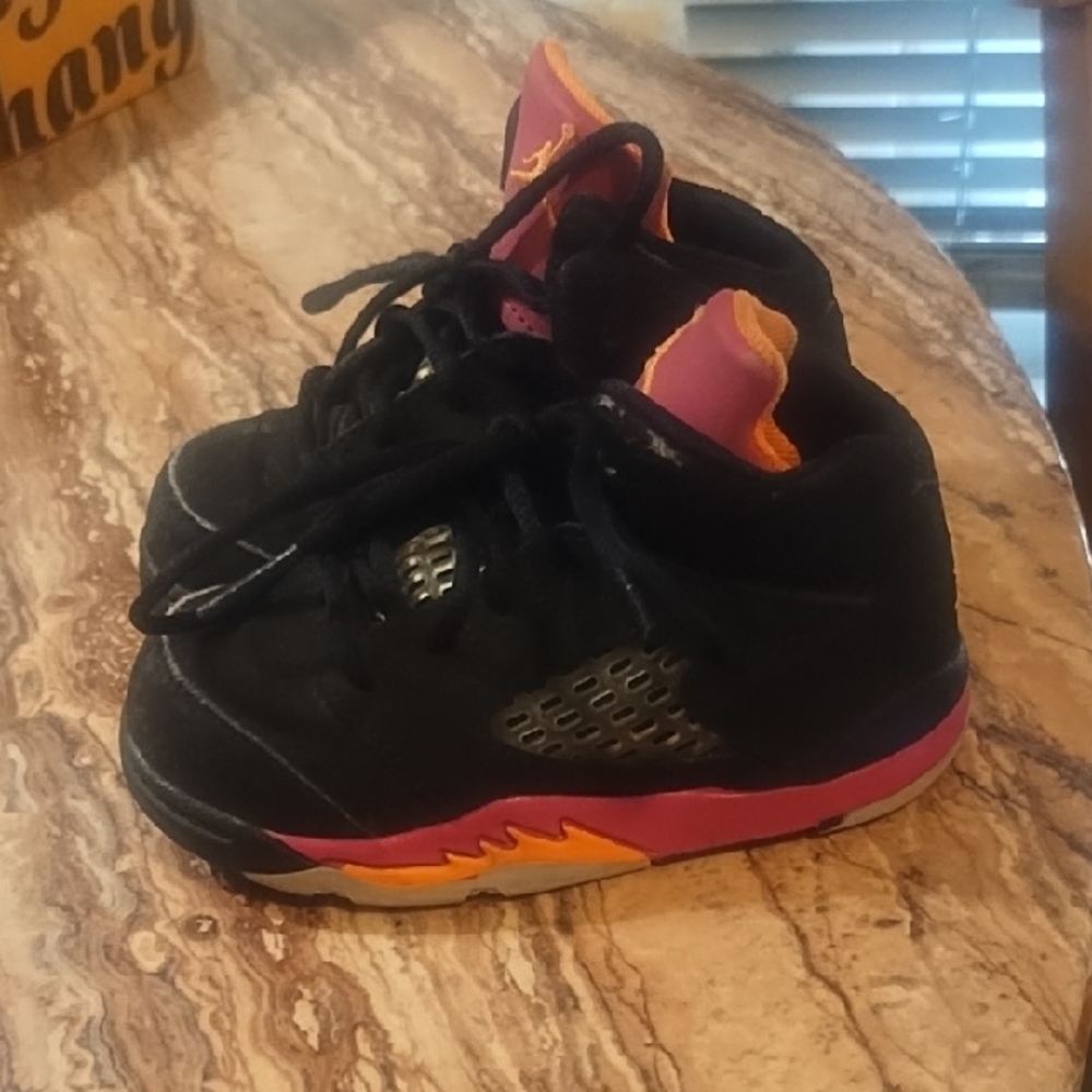 Kids Black and Pink Jordan Shoes